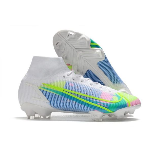 Nike Mercurial Superfly VIII Elite DF FG Blanco Azul Verde